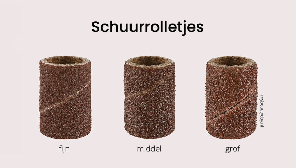 Nagelfrees schuurrolletjes in verschillende ruwheden